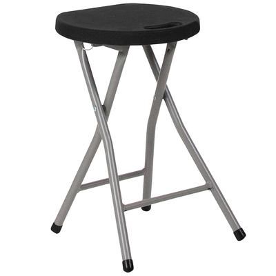 Flash Furniture DAD-YCD-30-GG Folding Stool w/ Black Plastic Seat - Titanium Frame, Pack of 2