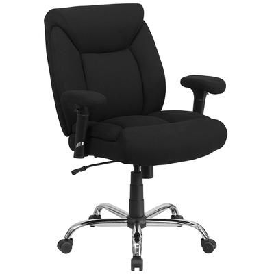 Flash Furniture GO-2073F-GG Swivel Big & Tall Office Chair w/ Mid Back - Black Polyester Upholstery