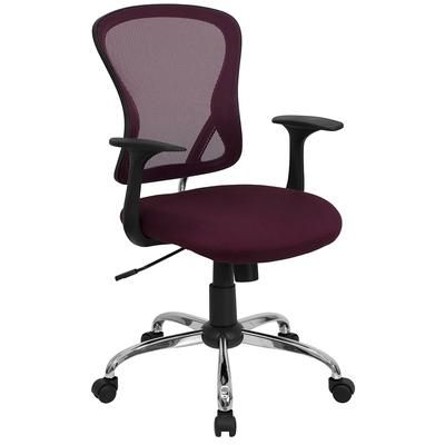 Flash Furniture H-8369F-ALL-BY-GG Swivel Office Chair w/ Mid Back - Burgundy Mesh Back & Seat, Chrome