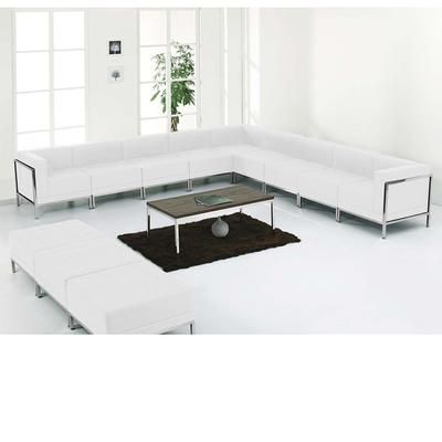 Flash Furniture ZB-IMAG-SET18-WH-GG 12 Piece Modular Sectional Set - White LeatherSoft Upholstery, Stainless Legs