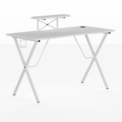 Flash Furniture NAN-RS-G1031-WH-GG Gaming Desk w/ Monitor Stand - White Laminate Top w/ White Metal Frame
