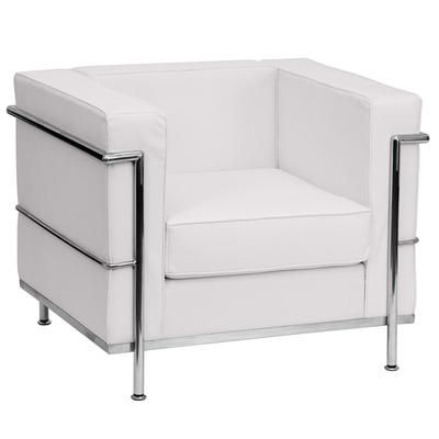 Flash Furniture ZB-REGAL-810-1-CHAIR-WH-GG Arm Chair - White LeatherSoft Upholstery, Stainless Legs