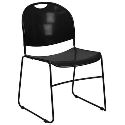 Flash Furniture RUT-188-BK-GG Stacking Chair w/ Black Polypropylene Seat & Black Metal Frame