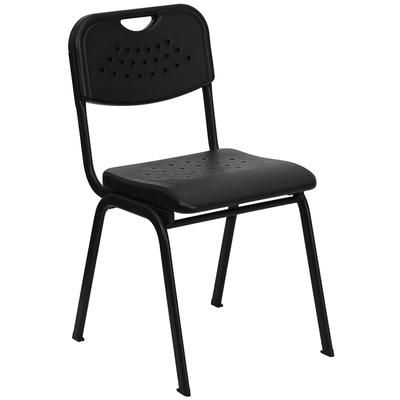 Flash Furniture RUT-GK01-BK-GG Stacking Chair w/ Black Plastic Seat & Black Metal Frame