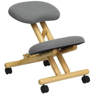 Flash Furniture WL-SB-101-GG Ergonomic Kneeling Chair w/ Gray Fabric Upholstery - 18"W x 24"D x 20" to 26"H