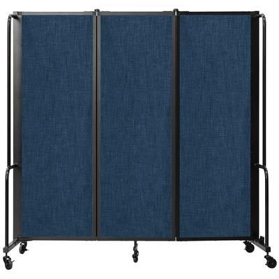 National Public Seating RDB6-3PT04 72"L Portable Room Divider w/ 3 Blue PET Panels - 6ft High
