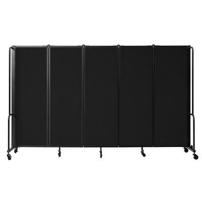 National Public Seating RDB6-5PT10 118"L Portable Room Divider w/ 5 Black PET Panels - 6ft High