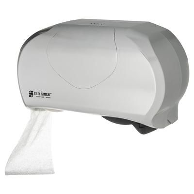 San Jamar R3670SS Wall-Mount Toilet Paper Dispenser w/ 2 Roll Capacity - Plastic, Stainless, Silver
