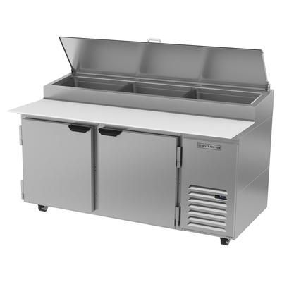 Beverage-Air DP67HC 67" Hydrocarbon Series Pizza Prep Table w/ Refrigerated Base, 115v, Holds 3 Full Size Pans, Stainless Steel