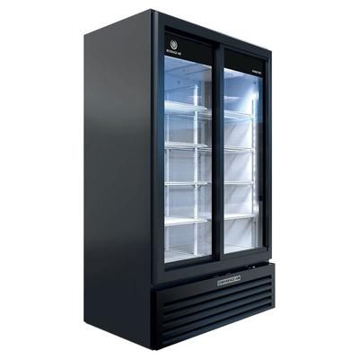 Beverage-Air MT49-1-SDB 47 1/8" MarketMax 2 Section Glass Door Merchandiser - 2 Sliding Doors, Black, 115v, Automatic Defrost, LED Lighting