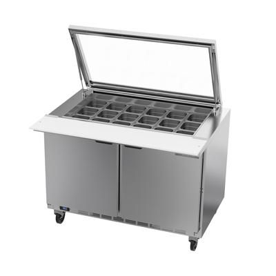Beverage-Air SPE48HC-18M-STL 48" Hydrocarbon Series Mega Top Sandwich/Salad Prep Table w/ Refrigerated Base, 115v, Stainless Steel