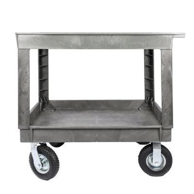 Lakeside 2523P 2 Level Plastic Utility Cart w/ 500 lb Capacity - Raised Ledges, Gray, 2 Shelves, 500-lb. Capacity