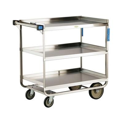 Lakeside 759 3 Level Stainless Utility Cart w/ 700 lb Capacity, Raised Ledges, Silver