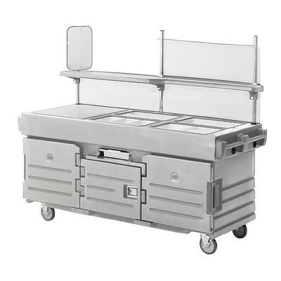 Cambro KVC854191 Kiosk Type Food Cart w/ Lockable Storage, 85 1/8"L x 33 1/2"W x 70 1/2"H, Gray, 4 Pan Wells, Granite Gray
