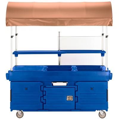 Cambro KVC854C186 Kiosk Type Food Cart w/ Cover & Lockable Storage, 85 1/8"L x 33 1/2"W x 94"H, Blue, 4 Pan Wells, Canopy
