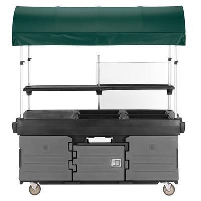 Cambro KVC856C426 Kiosk Type Food Cart w/ Cover & Lockable Storage, 85 1/8"L x 33 1/2"W x 94"H, Gray, 6 Pan Wells