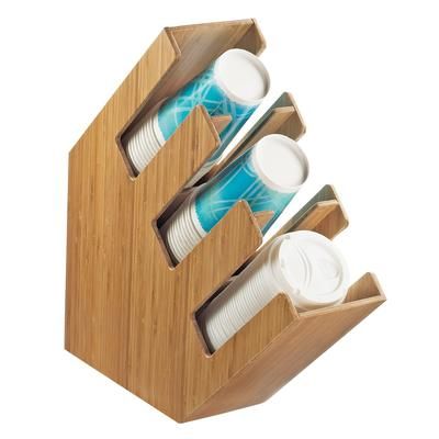 Cal-Mil 2048-3-60 Cup & Lid Organizer, 3 Compartment, All Cup Types, Brown