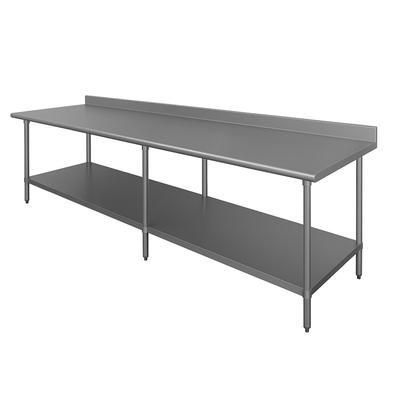 Advance Tabco SFG-2410 120" 16 ga Work Table w/ Undershelf & 430 Series Stainless Steel Top, 1 1/2" Backsplash