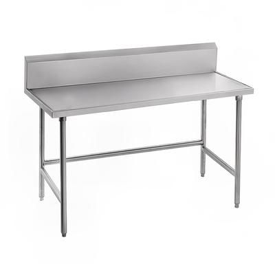 Advance Tabco TVKG-2411 132" 14 ga Work Table w/ Open Base & 304 Series Stainless Steel Marine Top, 10" Backsplash