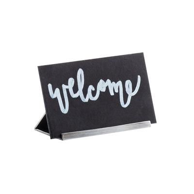 Cal-Mil 3049-32 Chalkboard Table Sign - 3"W x 2"H, Stainless Base, Black, Case of 6