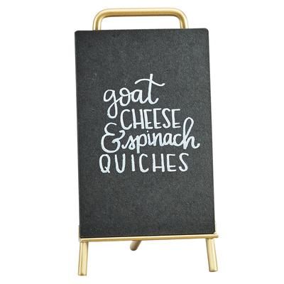 Cal-Mil 3717-46-46 Tabletop Write-On Sign w/ Easel - 4" x 6", Brass, Black