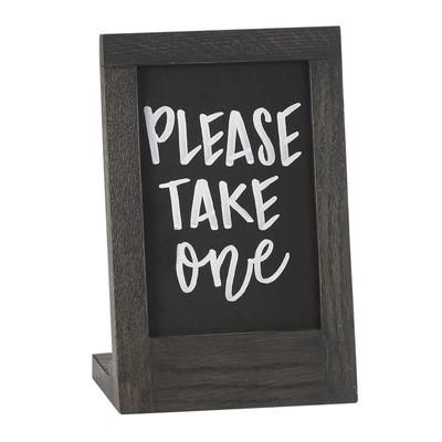 Cal-Mil 3818-46-87 Chalkboard Sign - 5 1/2"W x 8 1/4"H, Oak Frame, Dark Gray, Black Chalkboard, Gray Frame