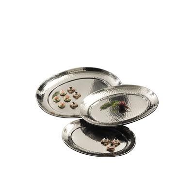 American Metalcraft HMOST1317 Oval Serving Tray, 13 1/4 x 17 1/4", Hammered, Stainless, Silver