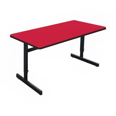 Correll CSA2436-35 Desk Height Work Station, 1 1/4" Top, Adjust to 29", 36" x 24", Red/Black
