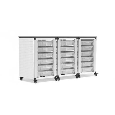 Luxor 28 3/4" 3 Side by Side Modular Storage Cabinets - 18 Small Bins, Steel, White, MBS-STR-31-18S