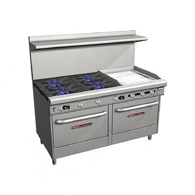 Southbend 4607AD-2TR 60" 4 Burner Commercial Gas Range w/ Griddle & (1) Standard & (1) Convection Ovens, Liquid Propane, Stainless Steel, Gas Type: LP, 115 V