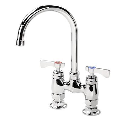 Krowne 15-401L-L-G3 Raised Deck Mount Faucet w/ 6" Gooseneck Spout & Lever Handles - 4" Centers, 1.0 GPM