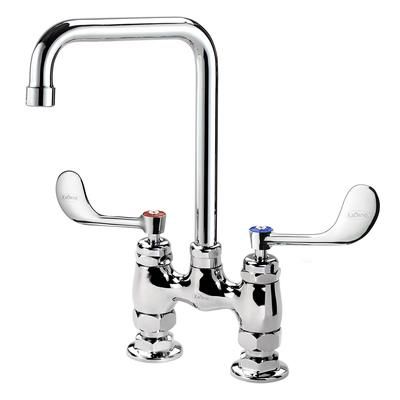 Krowne 15-431L-W-E3 Raised Deck Mount Faucet w/ 6" Double Bend Spout & Wrist Action Handles - 4" Centers, 1.0 GPM
