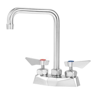 Krowne DX-301 Deck Mount Faucet w/ 6" Double Bend Gooseneck Spout - 4" Centers, Stainless Steel