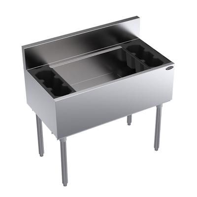 Krowne KR19-36 36" Royal Series Cocktail Station w/ 110 lb Ice Bin, Stainless Steel, 110 lb Ice Bin Capacity, Two Bottle Wells