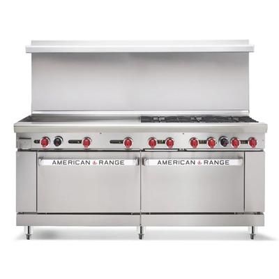 American Range AR-48G-4B-CC NG 72" 4 Burner Commercial Gas Range w/ Griddle & 2 Convection Ovens, Natural Gas, Stainless Steel, Gas Type: NG