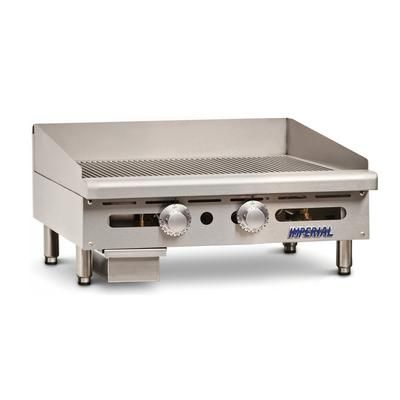 Imperial IGG-24 LP 24" Gas Commercial Griddle w/ Thermostatic Controls - 1" Grooved Steel Plate, Liquid Propane, 60,000 BTU, Stainless Steel, Gas Type: LP