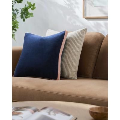 Tamir 22" Square Modern Cotton Midnight Blue/Onyx/Ink/Brick Red/Charcoal Throw Pillow - Boutique Rugs