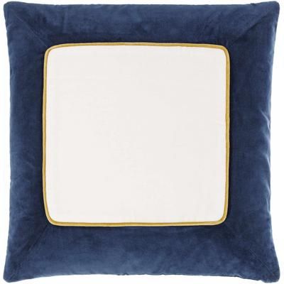 Rahiq 18" Square Modern Cotton Off White/Marine Blue/Orange Throw Pillow - Boutique Rugs