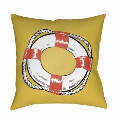 Shizu 18" Square Coastal Olive/Off White/Light Wood/Dark Coral Outdoor Throw Pillow - Boutique Rugs
