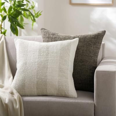 Mirko 18" Square Cottage Ivory/Peach/Beige Throw Pillow - Boutique Rugs