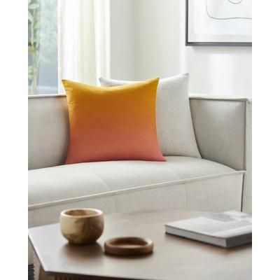 Rohit 18" Square Modern Mustard/Burnt Orange/Coral Throw Pillow - Boutique Rugs