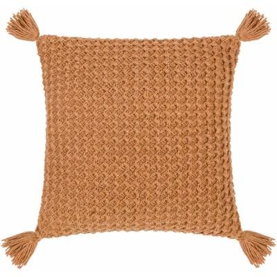 Litzy 22" Square Cottage Wool Off White/Camel/Pale Pink/Caramel/Brick Red Throw Pillow - Boutique Rugs