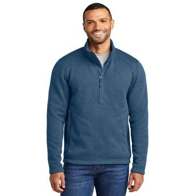 Port Authority F426 Arc Sweater Fleece 1/4-Zip in Insignia Blue Heather size Medium | Polyester