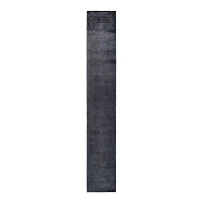 Overton Hand Knotted Wool Vintage Inspired Modern Contemporary Overdyed Gray Area Rug - 2' 7" x 17' 3"