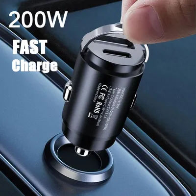 Chargeur USB de voiture 200W, Super Charge USB-A USB-C, adaptateur allume-cigare, chargeur de téléphone caché