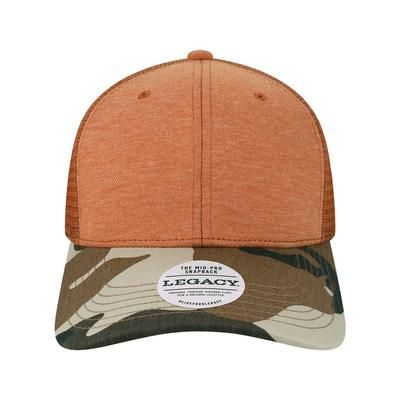 LEGACY MPS Mid-Pro Snapback Trucker Cap in Saffron/Camouflage size Adjustable | 65/35 cotton/polyester