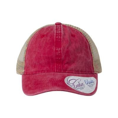 Infinity Her TESS Women's Washed Mesh-Back Cap in Red/Leopard size Adjustable | Cotton