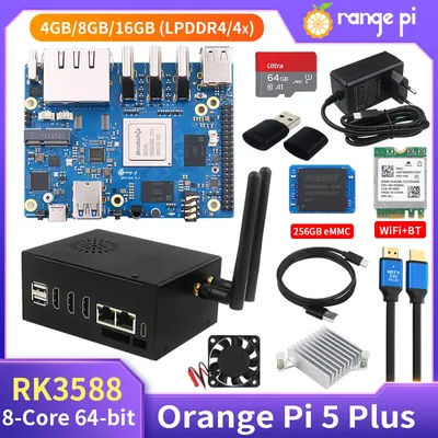 Orange Pi 5 Plus 4GB 8GB 16GB RAM Rockchip RK3588 2.5G Dual Ethernet Optional Acrylic Case Copper Heatsinks for Orange Pi 5 Plus