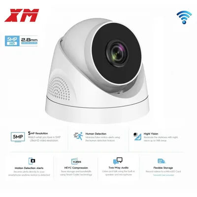 Wireless 2592*1944P 5.0MP Dome Wifi IP Camera Night Vision Security Camera P2P CCTV Cam with IR-Cut supports TF Card