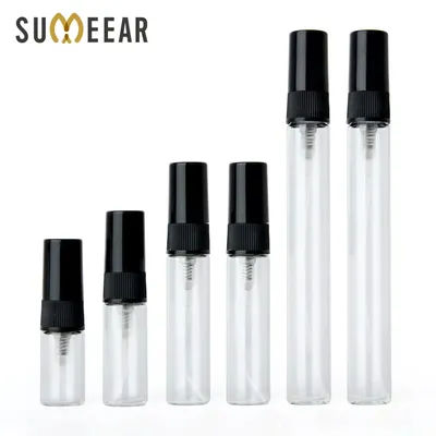 100 Pcs/Lot 2ml 3ml 5ml 10ml Glass Spray Bottle Empty Perfume Bottles Black Atomizer Travel Cosmetic Container
